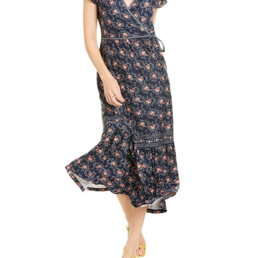 Max Studio Crepe Jersey Wrap Midi Dress